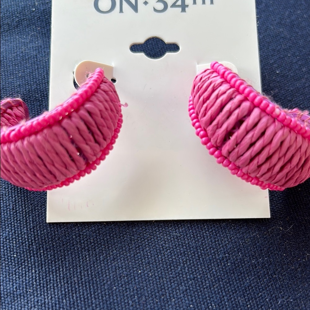 Pink Woven Hoop Earrings NWT